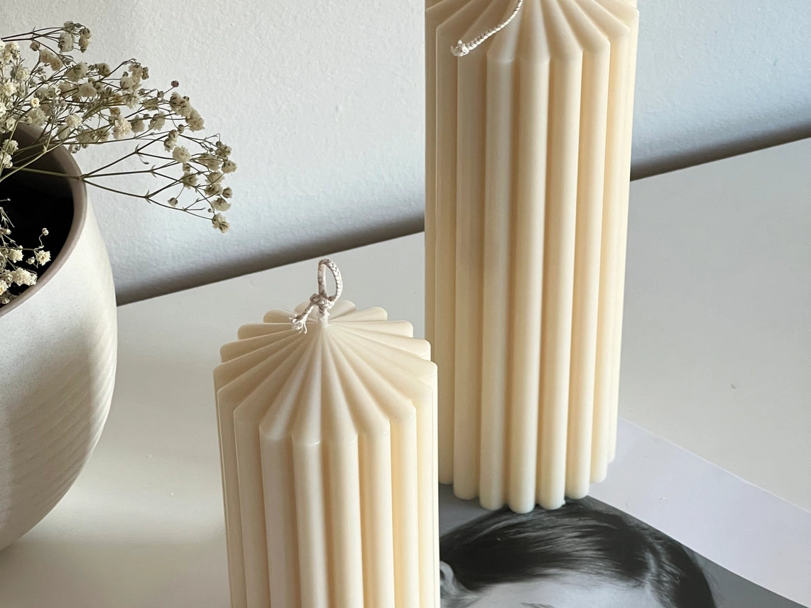 Ribbed Pillar Candle